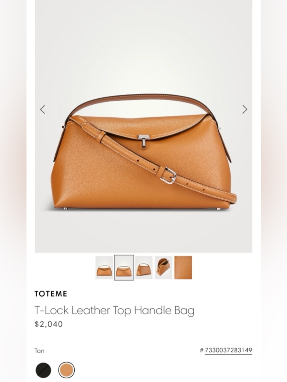 Toteme tan Pebbled Leather Shoulder Bag - Picture 3 of 16